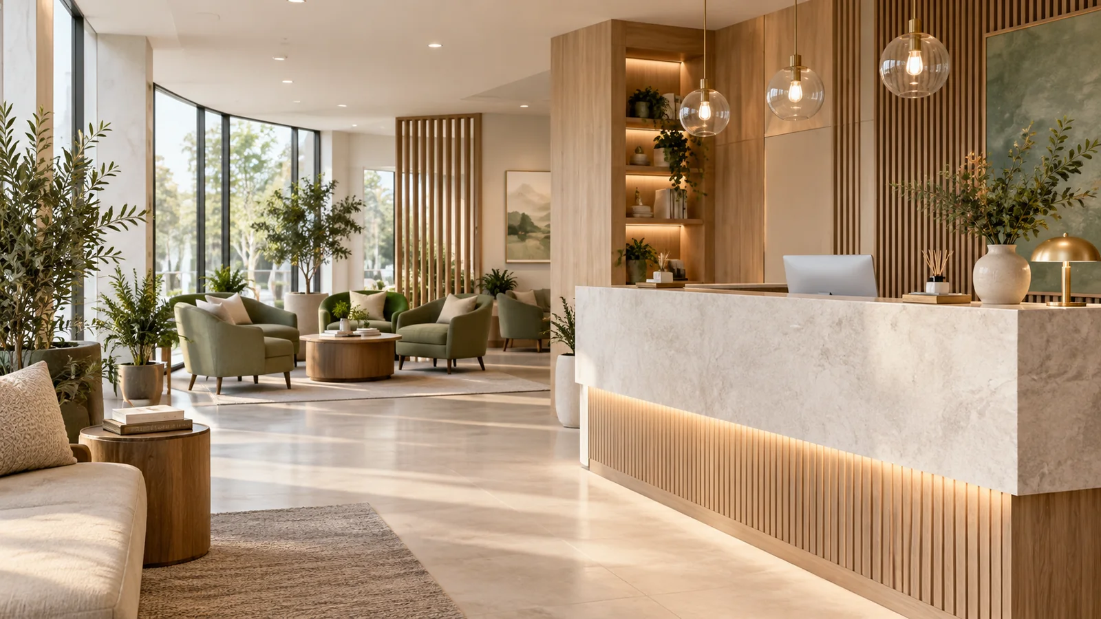 Bright modern wellness clinic reception
